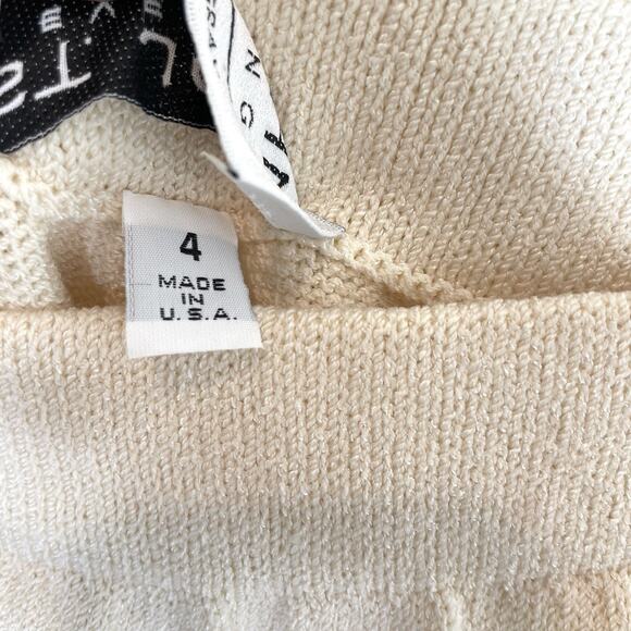 St John Evening 2 Piece Skirt Jacket Knit Set Womens 4 Cream Ivory Sequin Jewel - Picture 13 of 14
